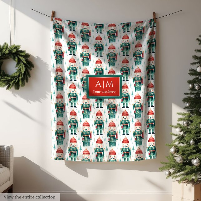 Couleur d'eau rouge vert Noëls couverture (Watercolor red green Christmas nutcrackers blanket)