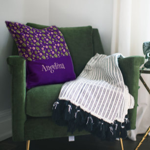 Couleur d'eau violet motif floral lancer oreiller