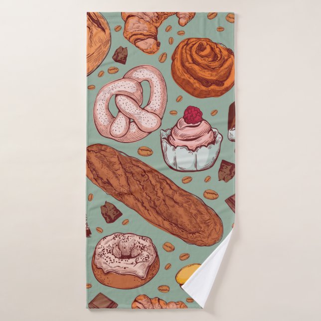 Couleur dessinée à la main style boulangerie patte (Serviette de bain)