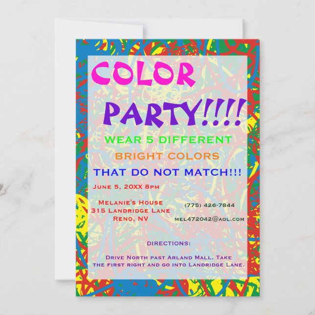 Couleur Fête Hot Mess Invitation Multicolor Blast (Devant)