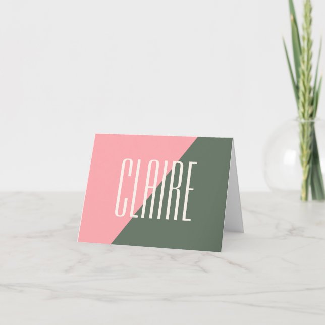 Couleur géométrique Bloc rose vert Nom personnalis (Devant)