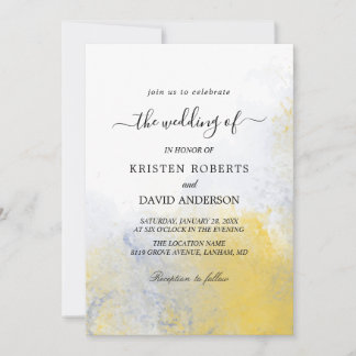 couleur laver jaune et bleu faire-part de mariage