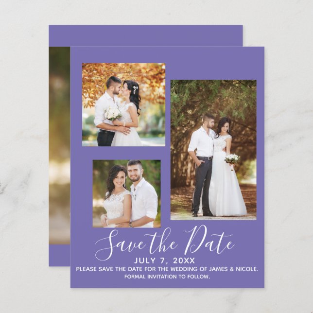 Couleur minimale Photo Mariage moderne Enregistrer (Devant / Derrière)