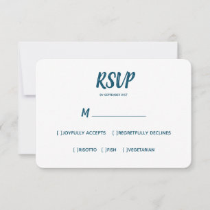 Couleur minimum mariage bleu RSVP choix de repas