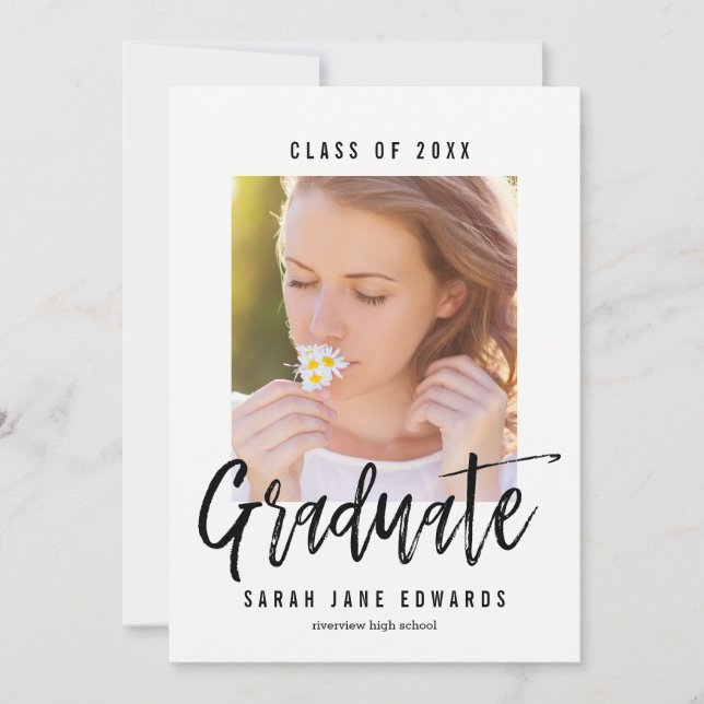 Couleur modifiable Brossé Graduation Invitation (Devant)