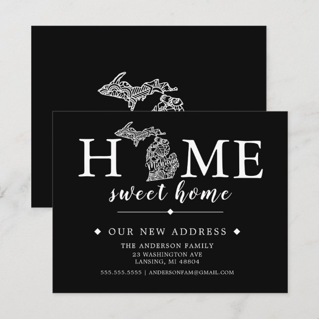 Couleur modifiable Faire-part de déplacement MICHI (Devant / Derrière)