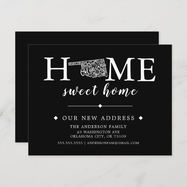 Couleur modifiable Faire-part de déplacement OKLAH (Devant / Derrière)