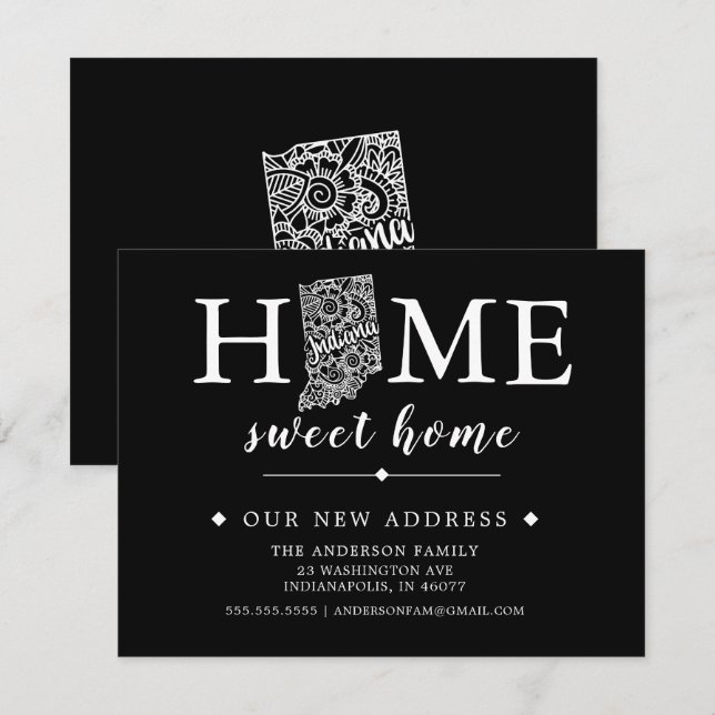 Couleur modifiable INDIANA Moving Faire-part (Devant / Derrière)