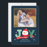 Couleur MODIFICATIVE Joyeux Snowman Carte photo de<br><div class="desc">Celebrate the season with this modern and stylish holiday card from Berry Berry Sweet. Matching items and more design options are available at our store: www.berryberrysweet.com. Background color can be customized online to best match your photo!</div>