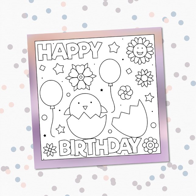 Couleur moi Joyeux oiseau d'anniversaire | Carte d (Créateur téléchargé)