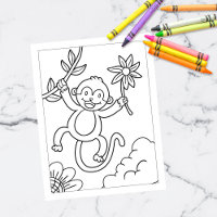 Couleur moi mignon singe | Cartes d'activités pour
