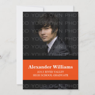 Couleur noire/orange de l'école rayures Invitation