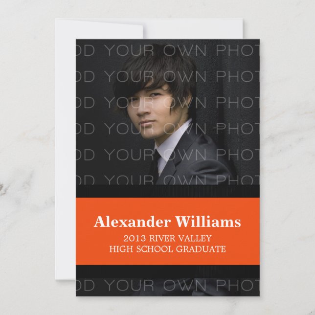 Couleur noire/orange de l'école rayures Invitation (Devant)