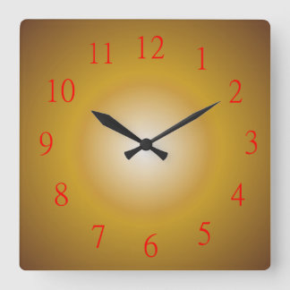 Couleur or avec chiffres rouges> Horloge murale