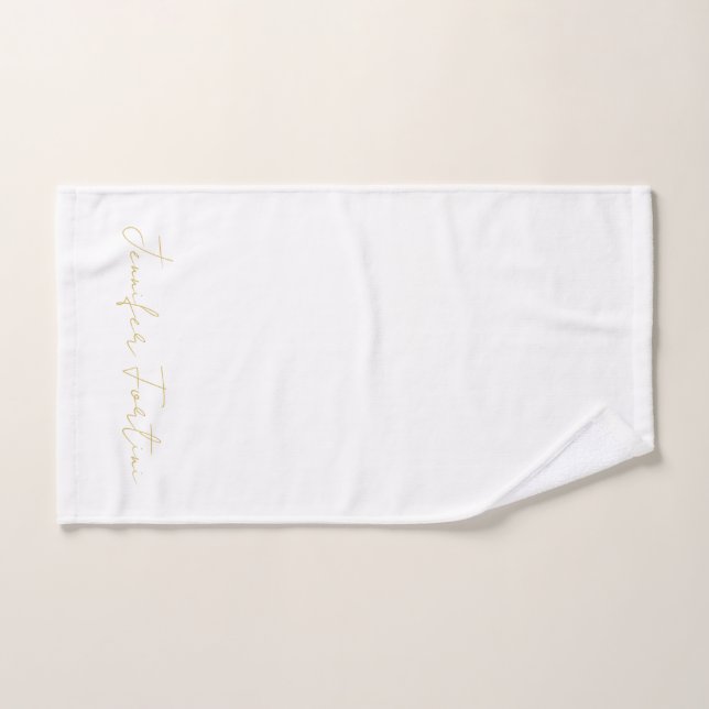 Couleur Or Calligraphie Élégant Simple Nom (Serviette à main)