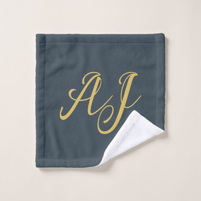 Couleur Or Charbon Monogramme Initial Professionne (Gant de toilette)