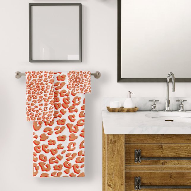 Couleur orange et Empreinte de léopard blanc (Amber Color Leopard Print Bath Towel Set by Looly Elzayat
)