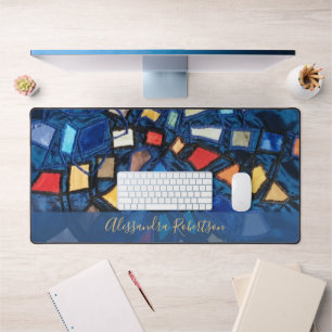 Couleur Personnalisée Aspect Vitrail Abstrait Bleu