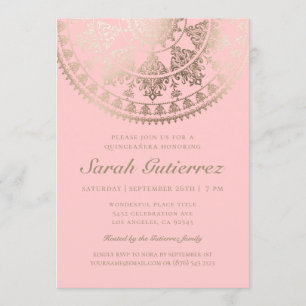 Couleur personnalisée Quinceañera Invitations Gold