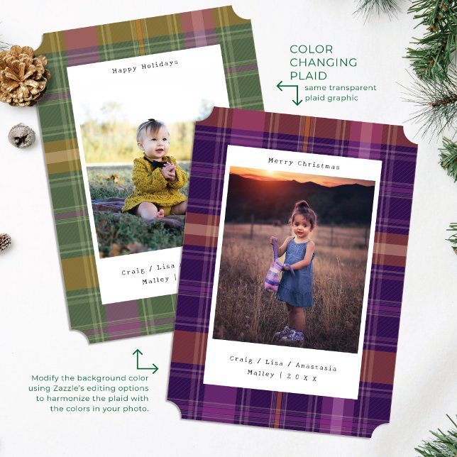 Couleur Plaid Violet Changement de carte de Noël p (Créateur téléchargé)