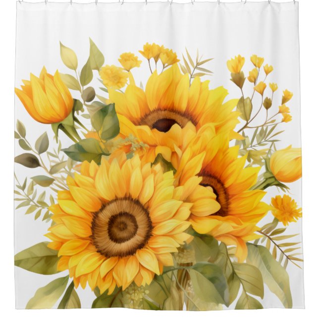 Couleur rustique Tournesol Douche rideau (Devant)