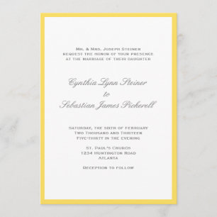 Couleur simple faire-part de mariage gris jaune de