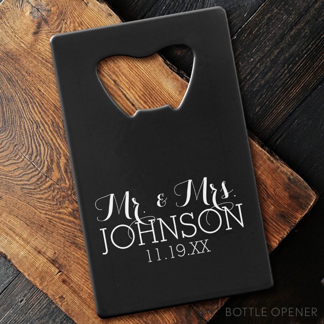 Couleur Solide Noir Mr & Mrs Wedding Favors (Custom Bottle Opener)