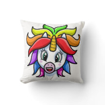 Couleur souriante Unicorne Lance Oreiller