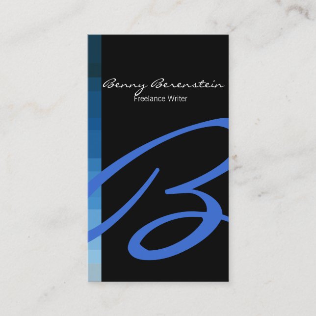 Couleur Sur Le Côté Monogramme Carte de visite Ble (Devant)