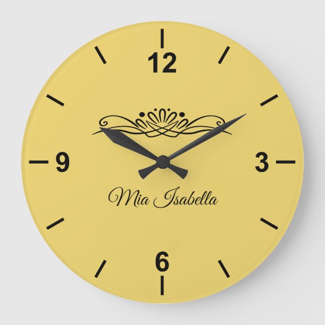 Couleur tendance Jaune doux - Grande horloge mural (Recto)