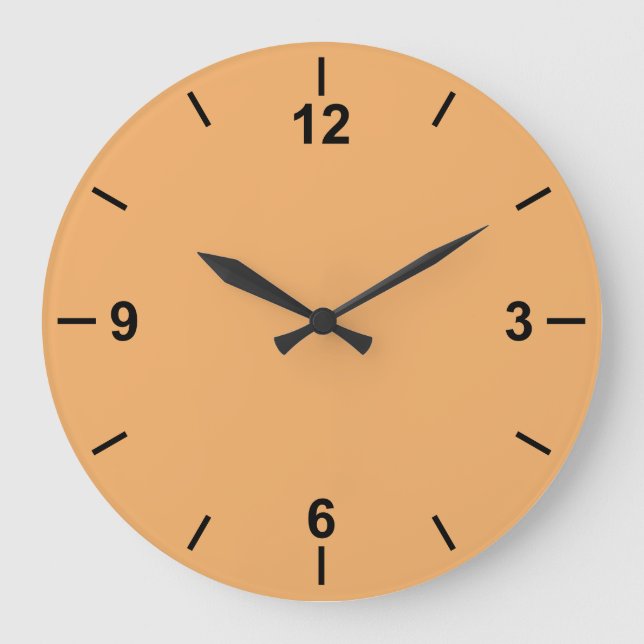 Couleur tendance Soft Orange Grande horloge murale (Recto)