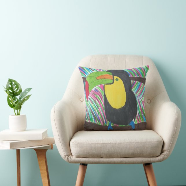 Couleur Tropical Toucan Lance Oreiller (Chaise)