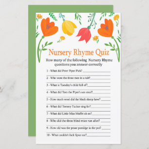 Couleur tulipes Nursery Rhyme Quiz jeu de baby sho