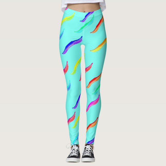Couleur Vent Léger Bleu Leggings (Devant)