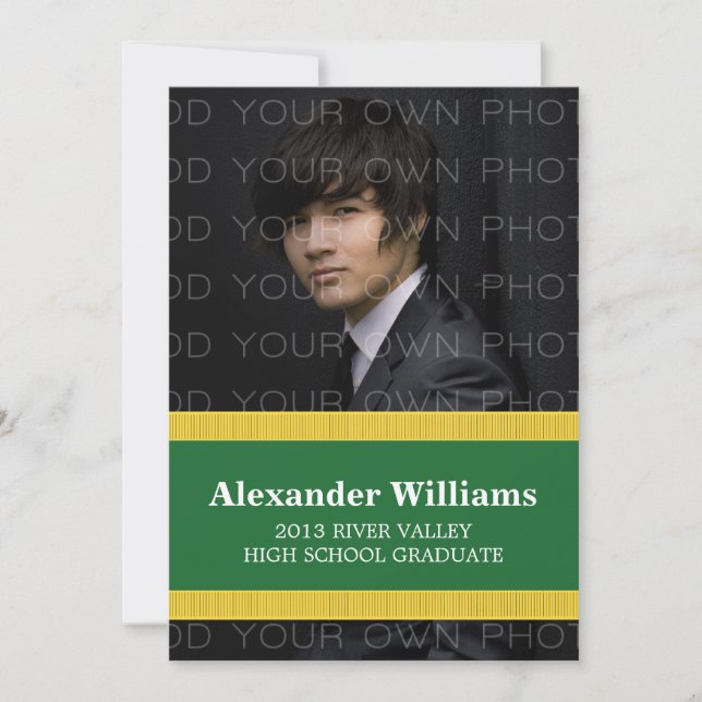 Couleur vert/jaune de l'école - Grandes Invitation (Devant)