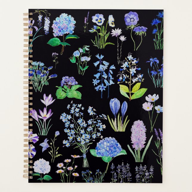 couleur violet bleu fleurs huile effet peinture no (Devant)