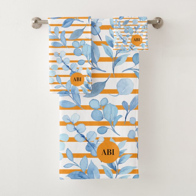 Couleurs adorables initiales fleurs bleues bandes  (En situation)