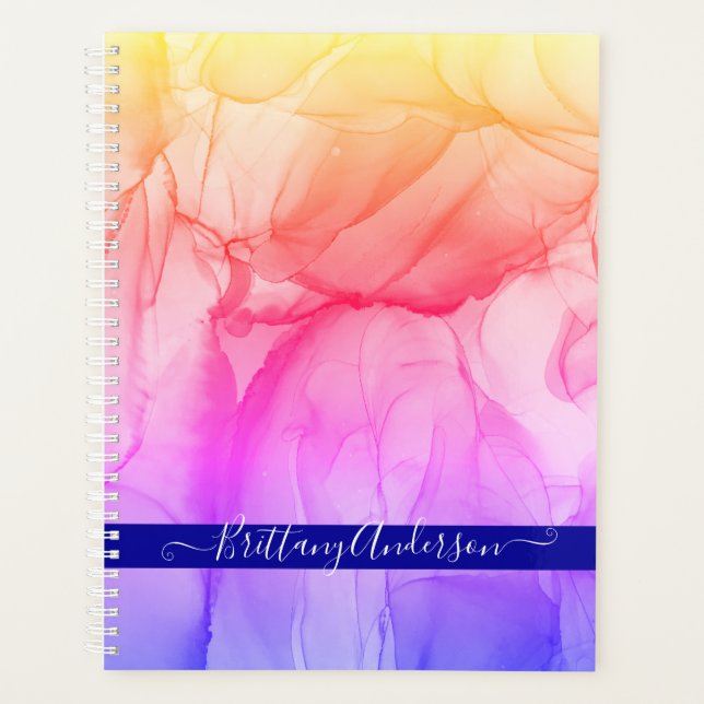 Couleurs arc-en-ciel Abstraites Alcool Encre Art (Devant)