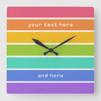 Couleurs arc-en-ciel horloge murale personnalisée