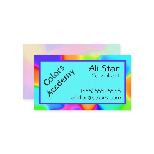 Couleurs arc-en-ciel vives Carte de visite (Devant/Arrière en situation)