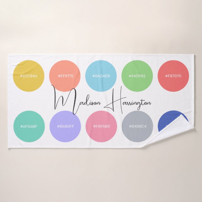 Couleurs avec codes hexadécimaux Concepteur de nom (Serviette de bain)