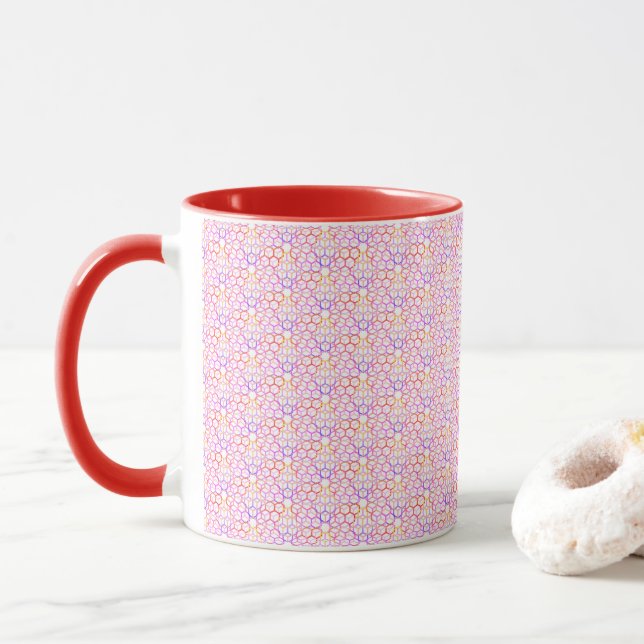 Couleurs chaudes géométriques Mug (Avec donut)
