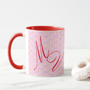 Couleurs chaudes géométriques Mug monogramme