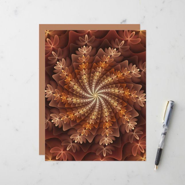 Couleurs chaudes, motif d'art fractal moderne psyc (Devant/Arrière en situation)
