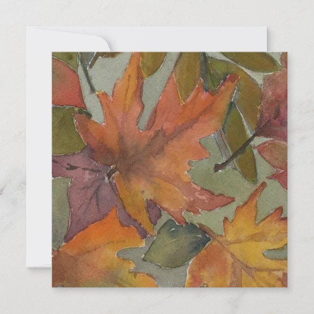 Couleurs d'automne Aquarelle Feuille tombée Carte  (Devant)