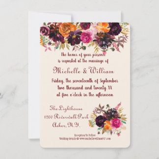 Couleurs d'automne Floral Wedding Invitations