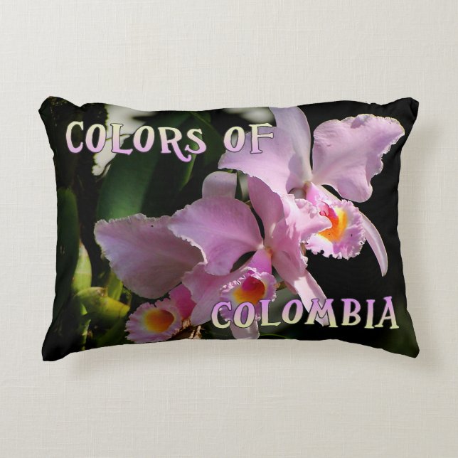 Couleurs de la Colombie Cattleya Coussin accent or (Devant)