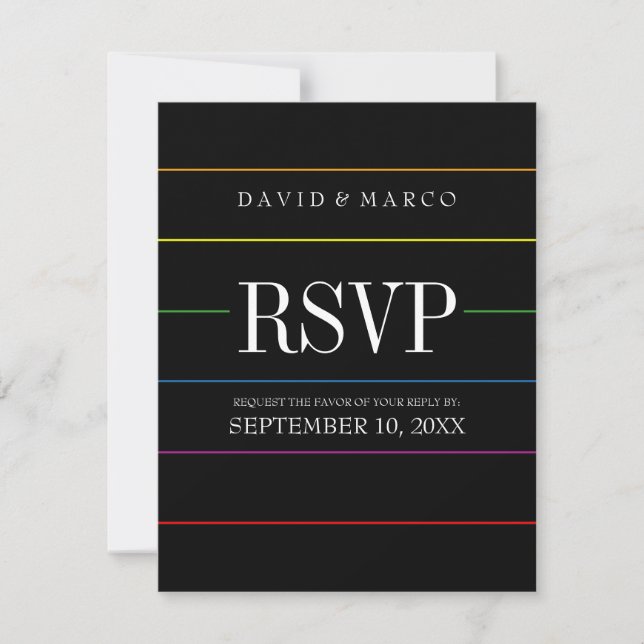 Couleurs de la fierté rayée RSVP Mariage gay (Devant)
