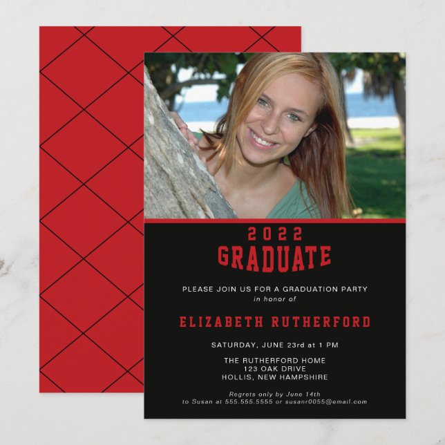 Couleurs de l'école 20XX Carte photo diplômé (Devant / Derrière)