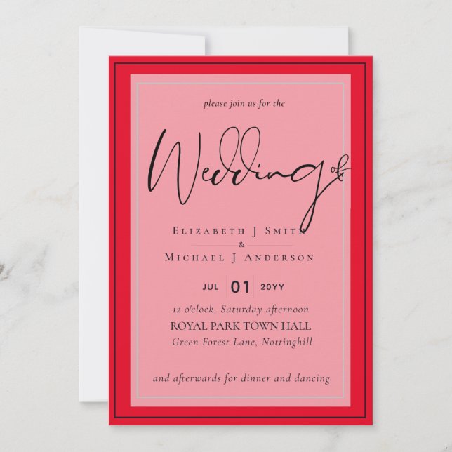 Couleurs de mariage tendance NOIR et ROUGE BUDGET (Devant)